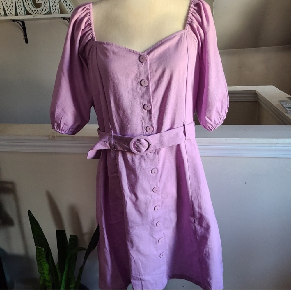 ModCloth Princess Highway Lilac Puff Sleeve Dress